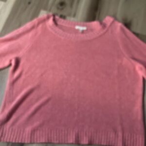 Eileen Fisher Sweater Top Medium  100% Linen Loose Weave Boxy 3/4 Sleeve Pink